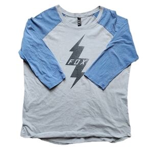 FOX mid sleeve Gray and Blue Tee Size XL